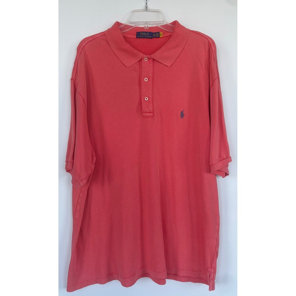 Polo Ralph Lauren Men XLT Coral Pink French Terry Polo Shirt Short Sleeve Cotton